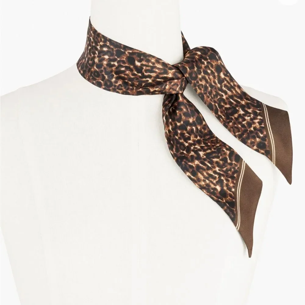 NWT Talbots Delicate Leopard Skinny 💯 Silk Scarf